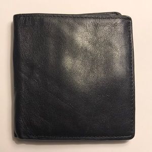 Kenneth Cole Black leather wallet with coin purse.